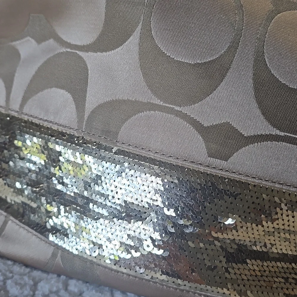 COACH Monogram and Gold Sequin Tote Bag